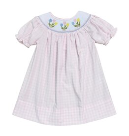 Sweet Dreams- Pink Gingham Tulip Smocked Dress