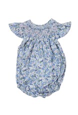 Sweet Dreams- Maya Blue Floral Smocked Bubble