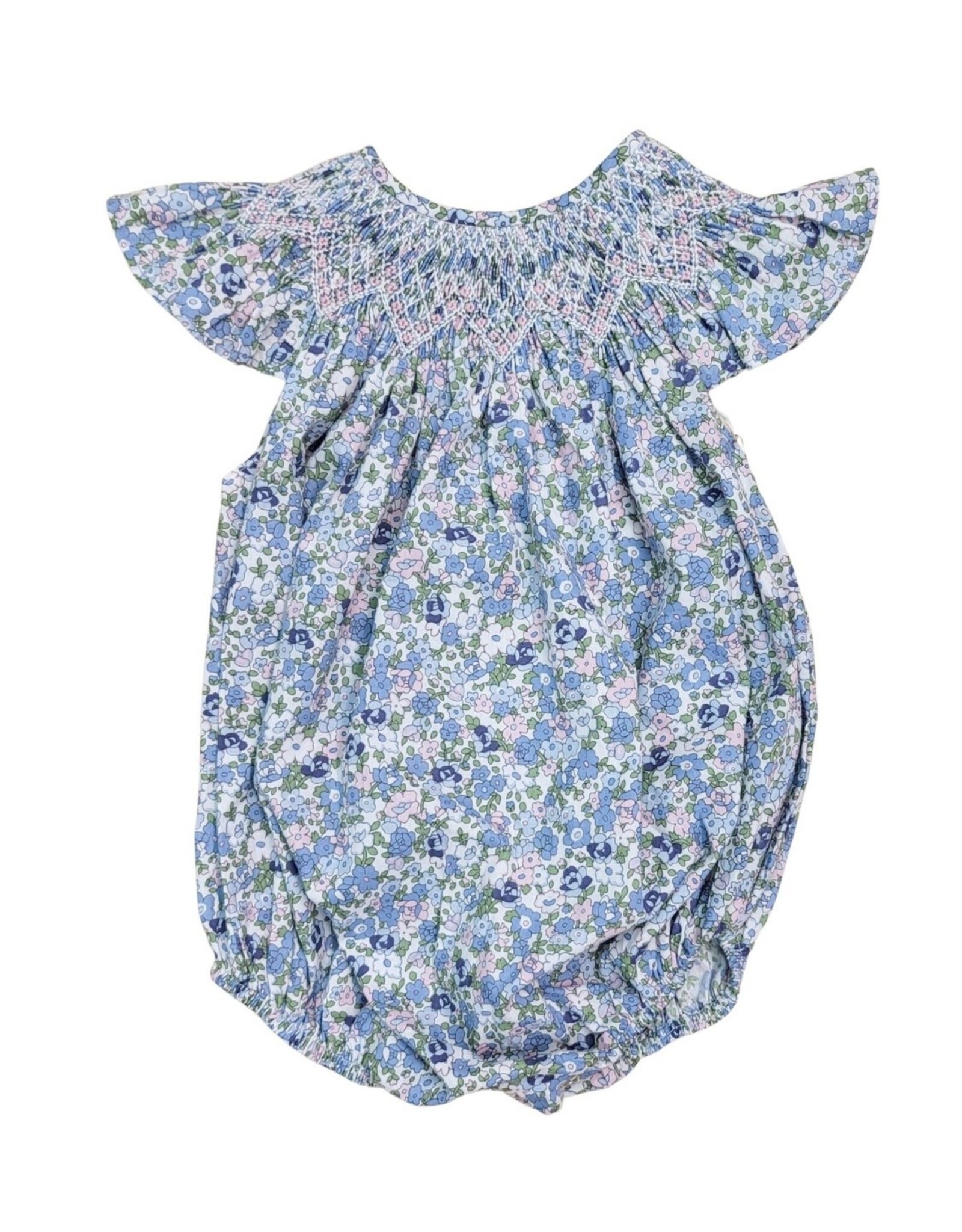 Sweet Dreams- Maya Blue Floral Smocked Bubble