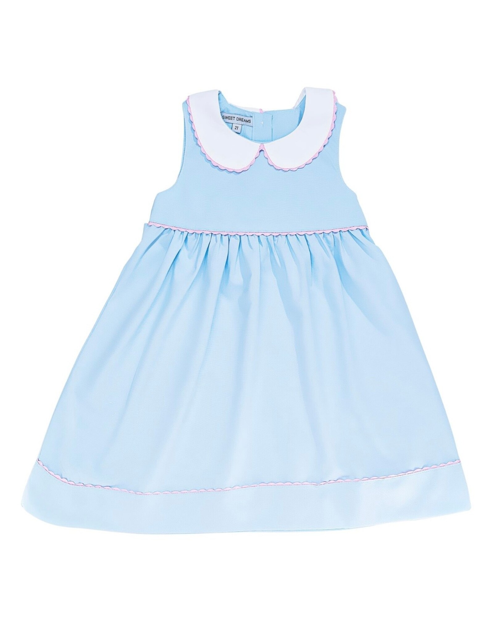Sweet Dreams- Blue Dress w/Pink Ric Rac Trim