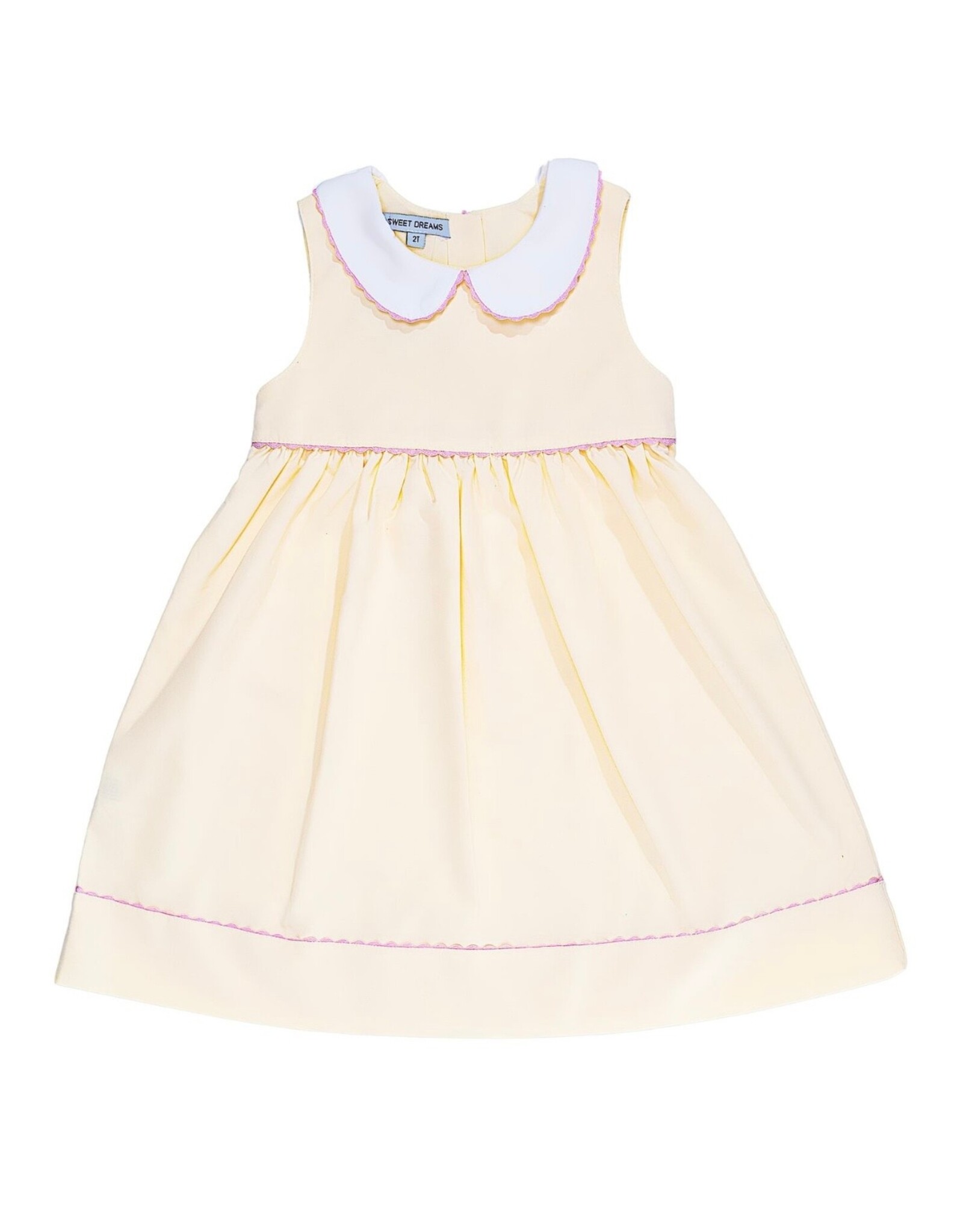 Sweet Dreams- Yellow Dress w/Pink Ric Rac Trim