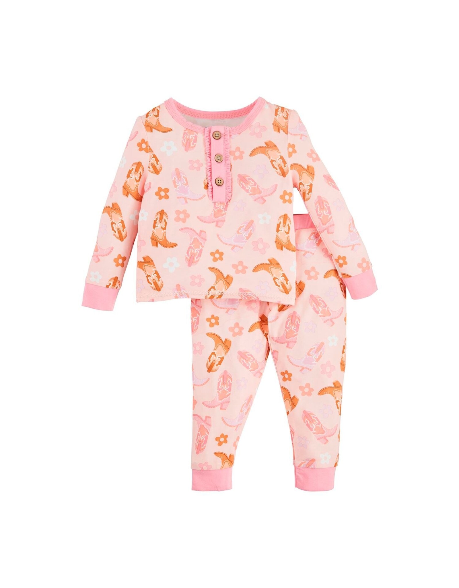 Mud Pie- Pink Cowgirl Bamboo Print PJs