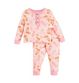 Mud Pie- Pink Cowgirl Bamboo Print PJs