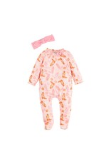 Mudpie Mud Pie- Pink Cowgirl Print Bamboo Sleeper & Headband Set