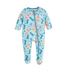Mudpie Mud Pie- Blue Cowboy Print Bamboo Sleeper