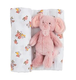 Mudpie Mud Pie- Floral Swaddle & Rattle Set