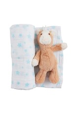 Mudpie Mud Pie- Blue Star Swaddle & Rattle Set