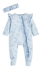 Mudpie Mud Pie- Blue Ditsy Floral Sleeper Set