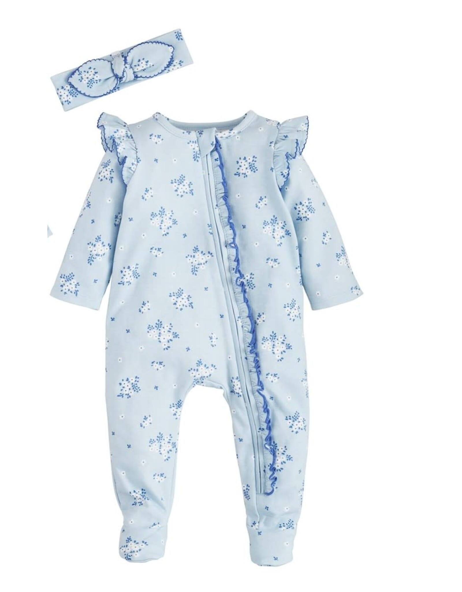 Mudpie Mud Pie- Blue Ditsy Floral Sleeper Set