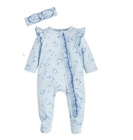 Mudpie Mud Pie- Blue Ditsy Floral Sleeper Set