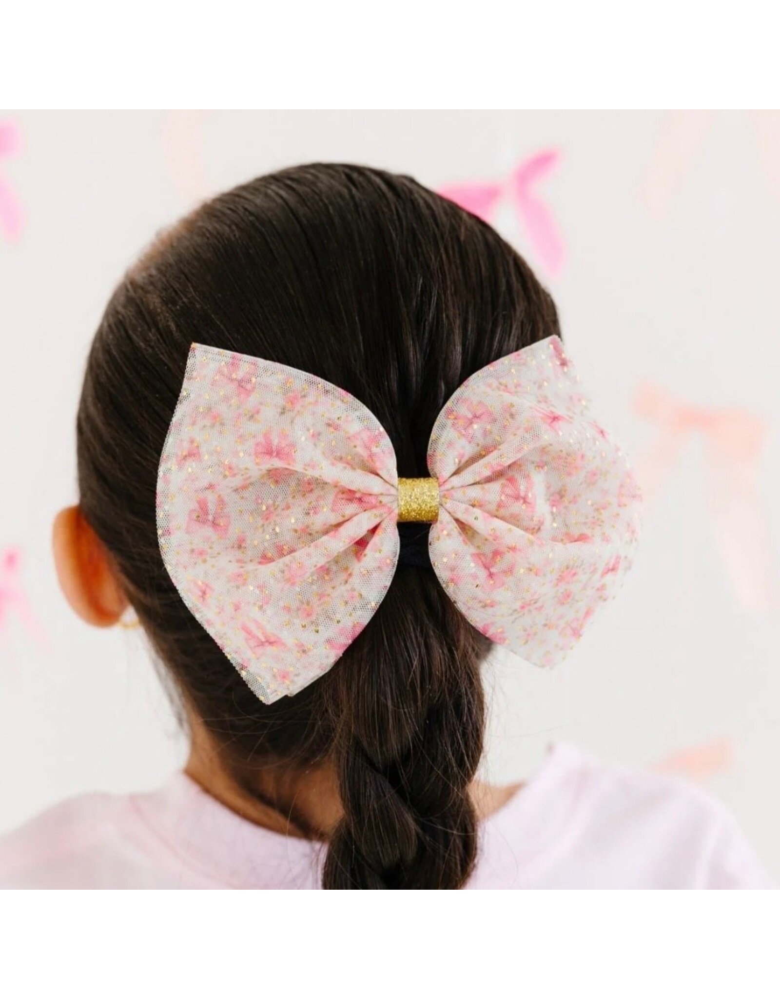 Sweet Wink- Ditsy Floral Tulle Bow Clip