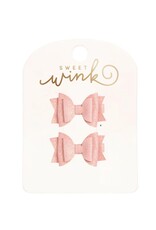 Sweet Wink- Blush Glitter Bow Clip Set