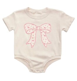 Sweet Wink- Ditsy Floral Bow Patch S/S Romper