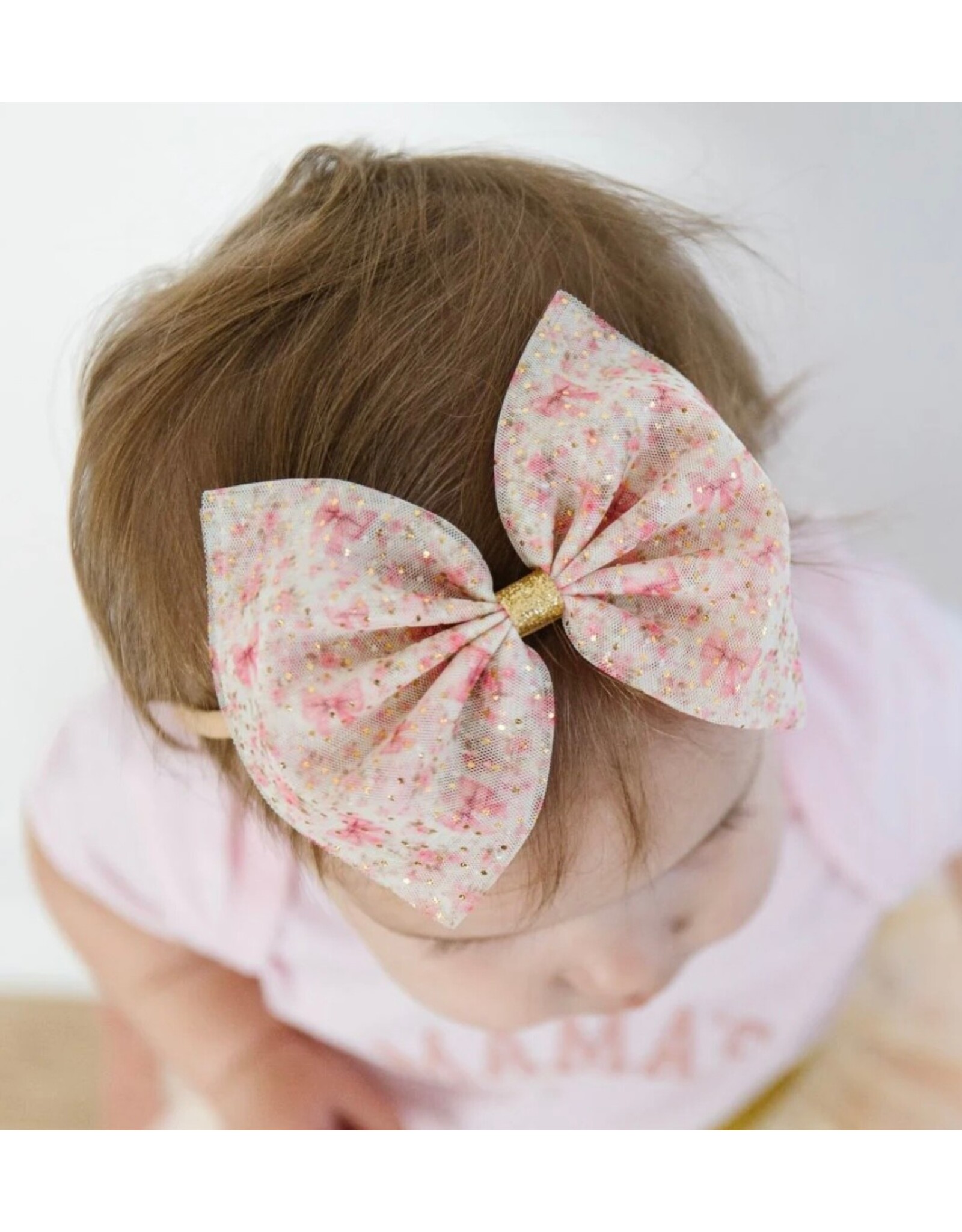 Sweet Wink- Ditsy Floral Tulle Bow Soft Headband