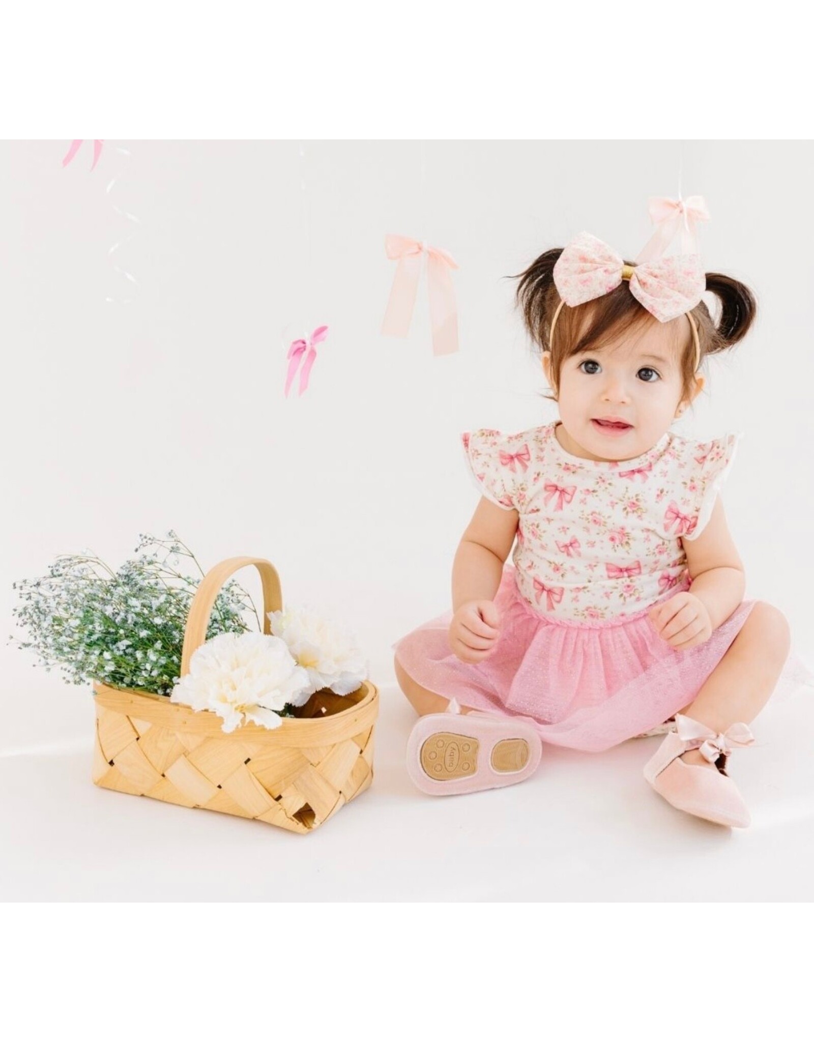Sweet Wink- Ditsy Floral Tulle Bow Soft Headband