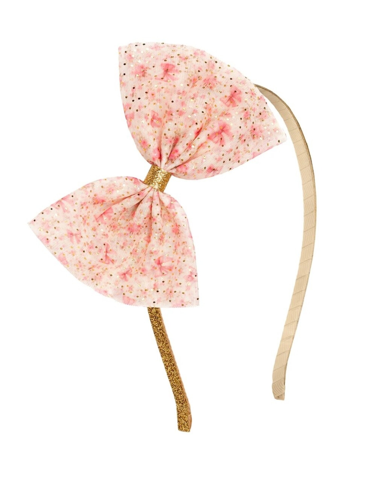 Sweet Wink- Ditsy Floral Tulle Bow Hard Headband