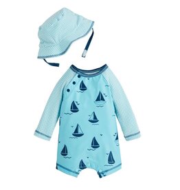 Mudpie Mud Pie- Sailboat Rashguard One Piece w/Hat