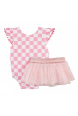 Mudpie Mud Pie- Daisy Check Tutu Reversible One Piece Swim Set