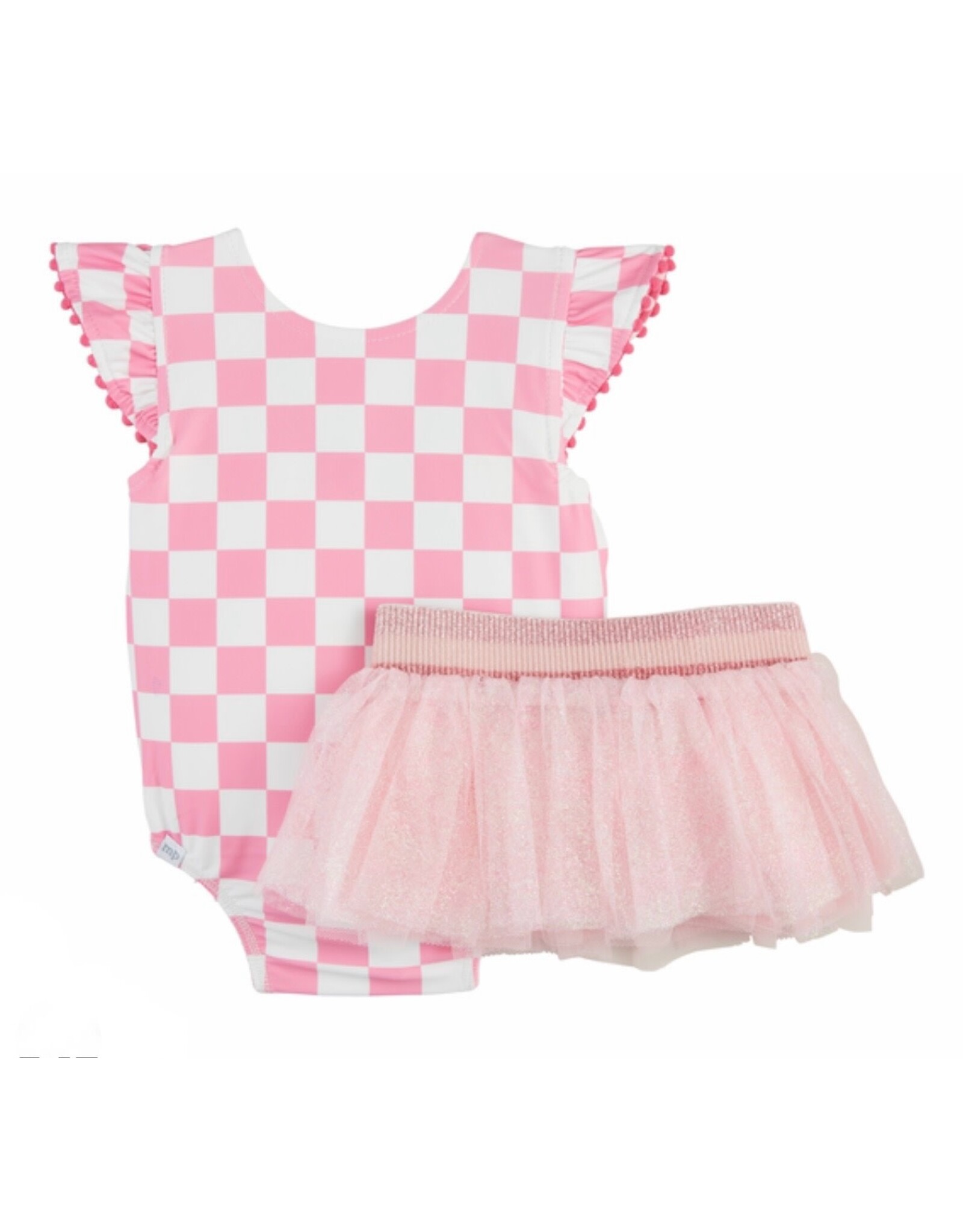 Mudpie Mud Pie- Daisy Check Tutu Reversible One Piece Swim Set