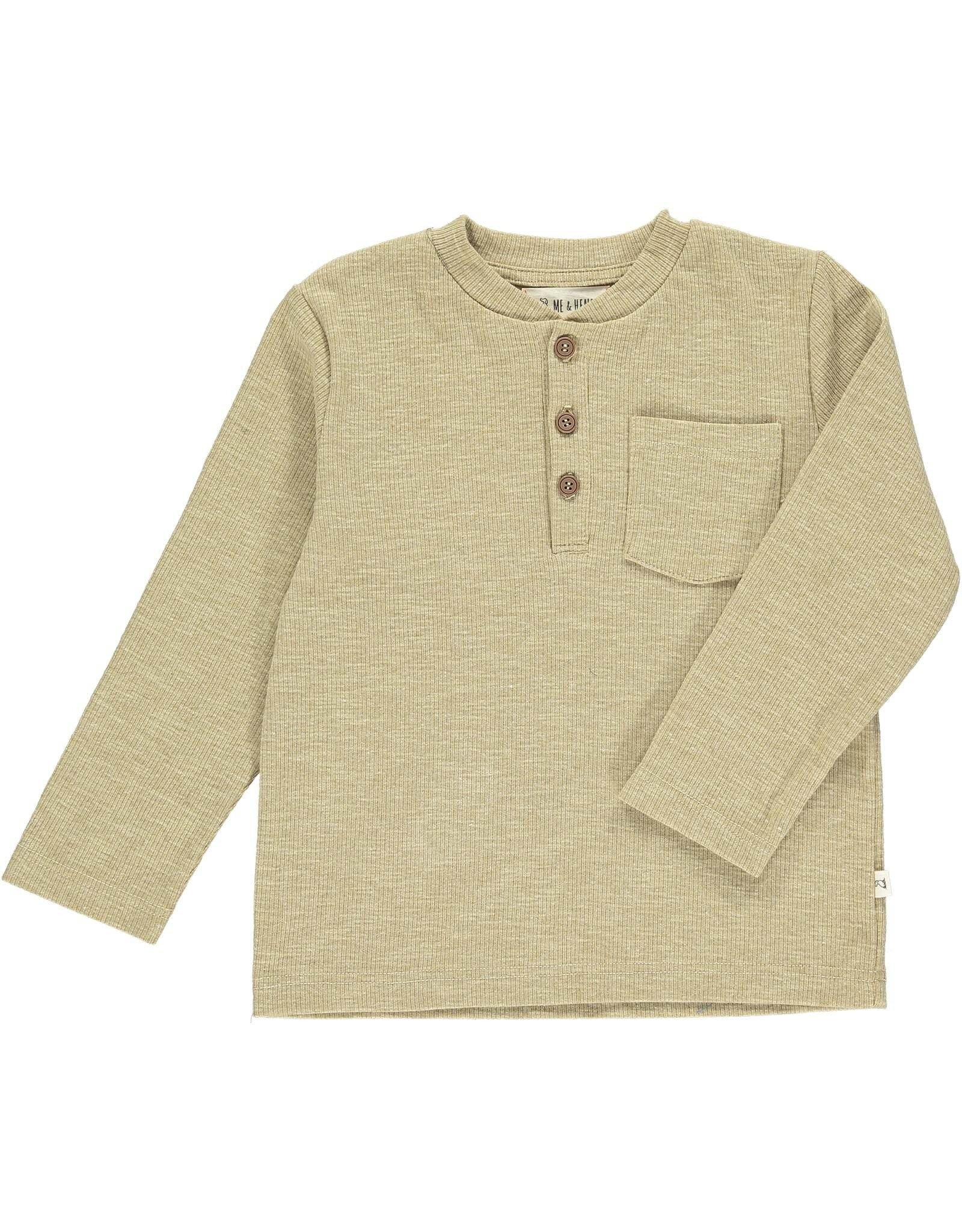 Me & Henry Me & Henry- Benji Ribbed Henley: Beige