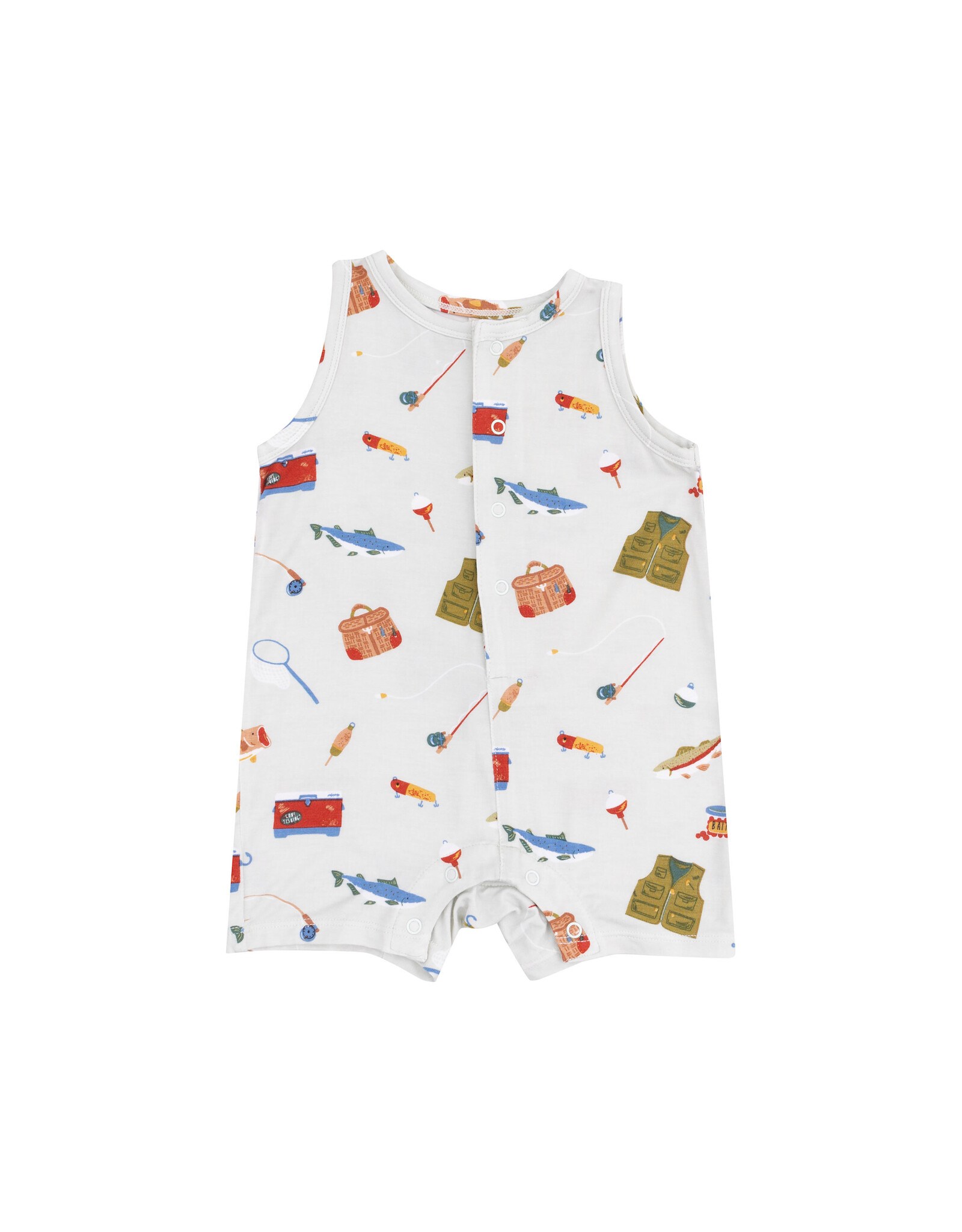 Angel Dear Angel Dear- Fishing Things Green Shortie Romper