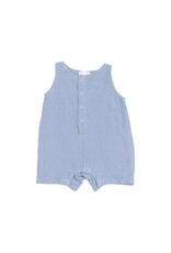 Angel Dear Angel Dear- Dusty Blue Muslin Sleeveless Shortie Romper