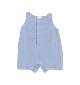 Angel Dear Angel Dear- Dusty Blue Muslin Sleeveless Shortie Romper