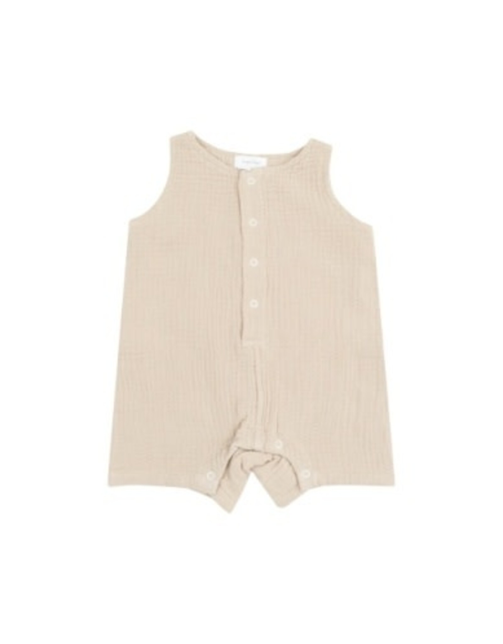 Angel Dear Angel Dear- Oxford Tan Muslin Sleeveless Shortie Romper