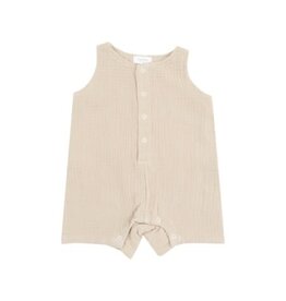 Angel Dear Angel Dear- Oxford Tan Muslin Sleeveless Shortie Romper