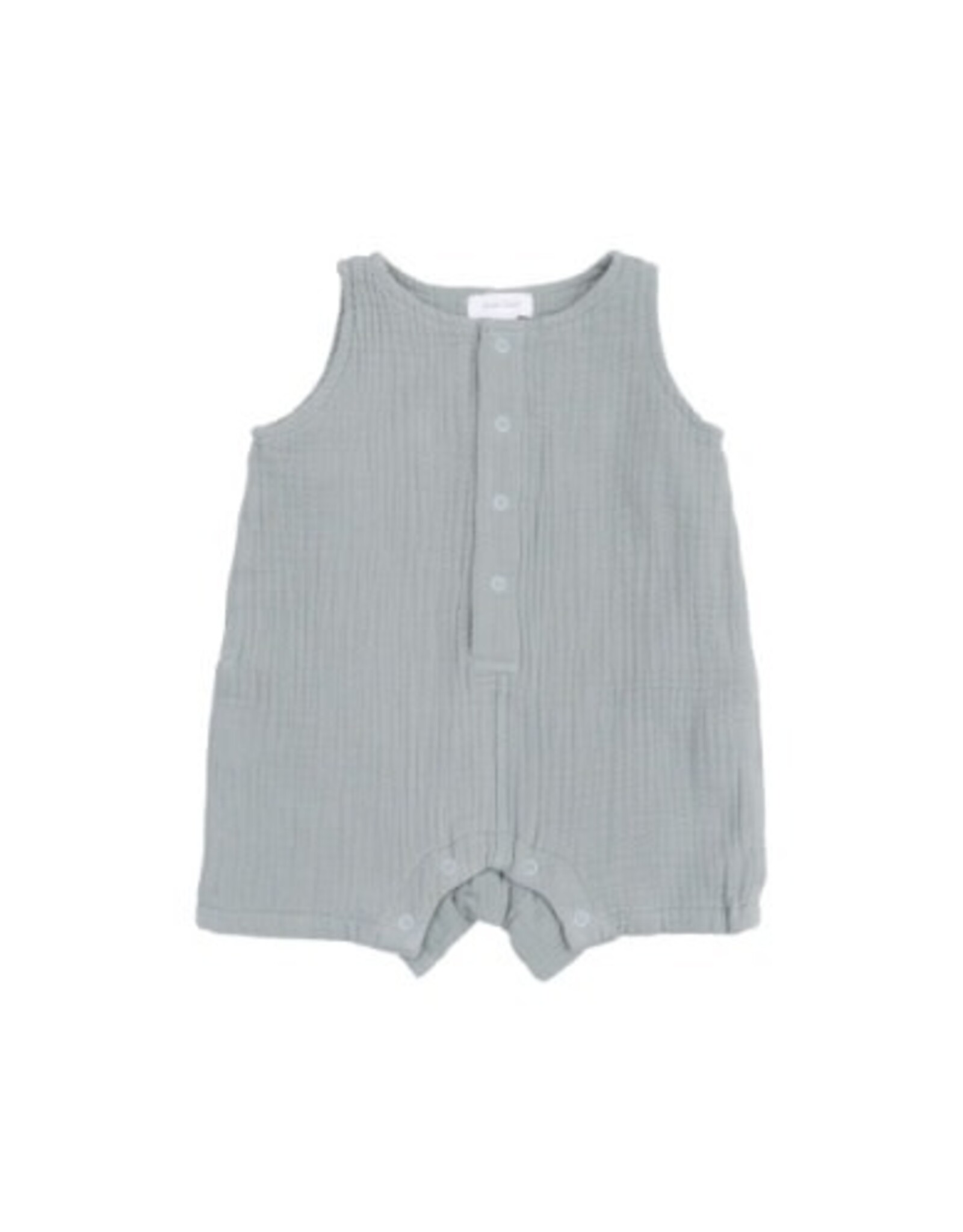 Angel Dear Angel Dear- Slate Gray Muslin Sleeveless Shortie Romper