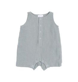 Angel Dear Angel Dear- Slate Gray Muslin Sleeveless Shortie Romper