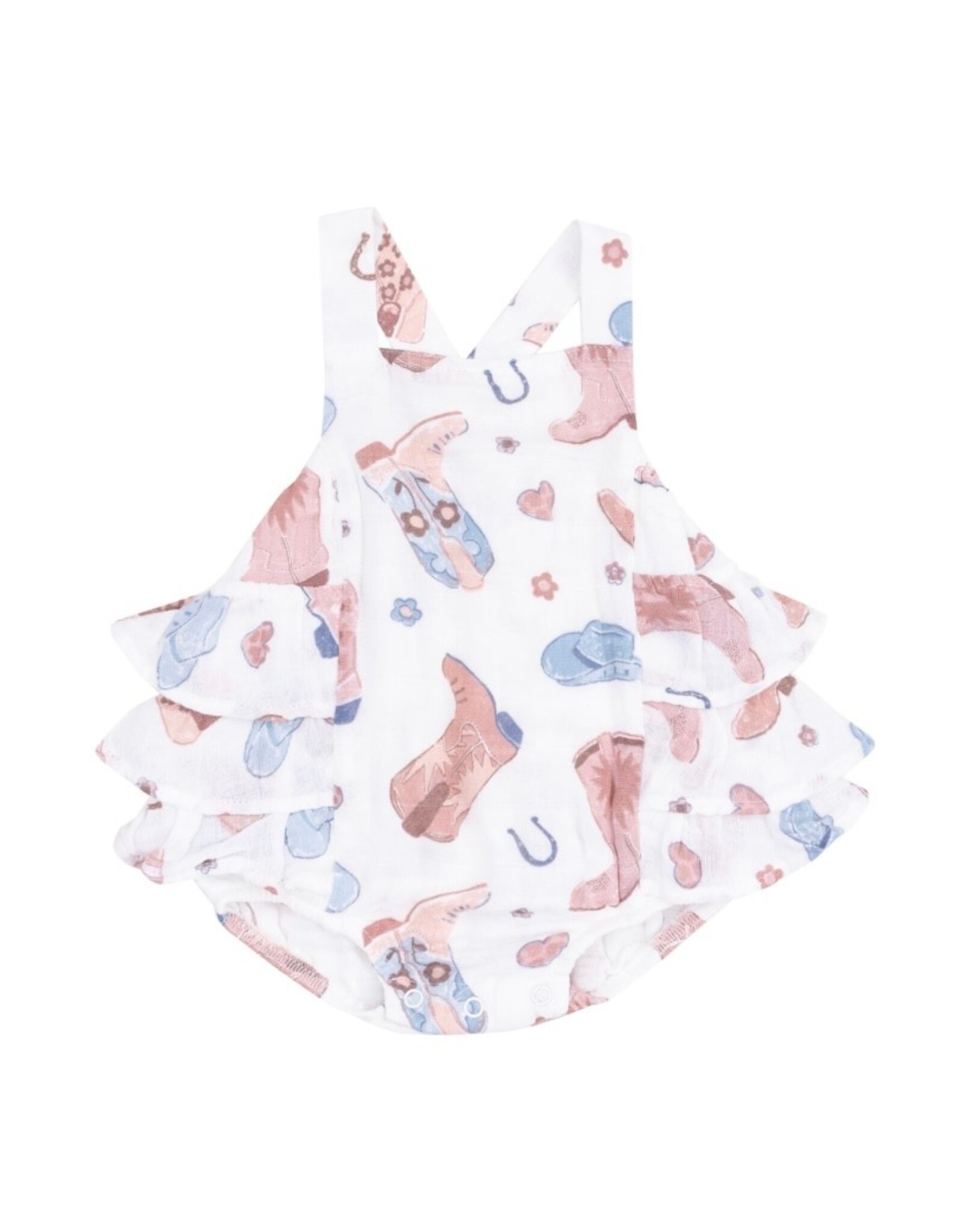 Angel Dear Angel Dear- Cowgirl Boots Ruffle Sunsuit