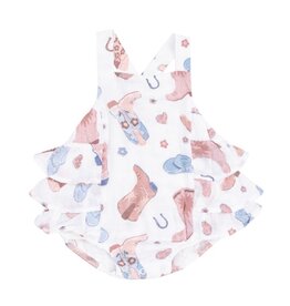 Angel Dear Angel Dear- Cowgirl Boots Ruffle Sunsuit