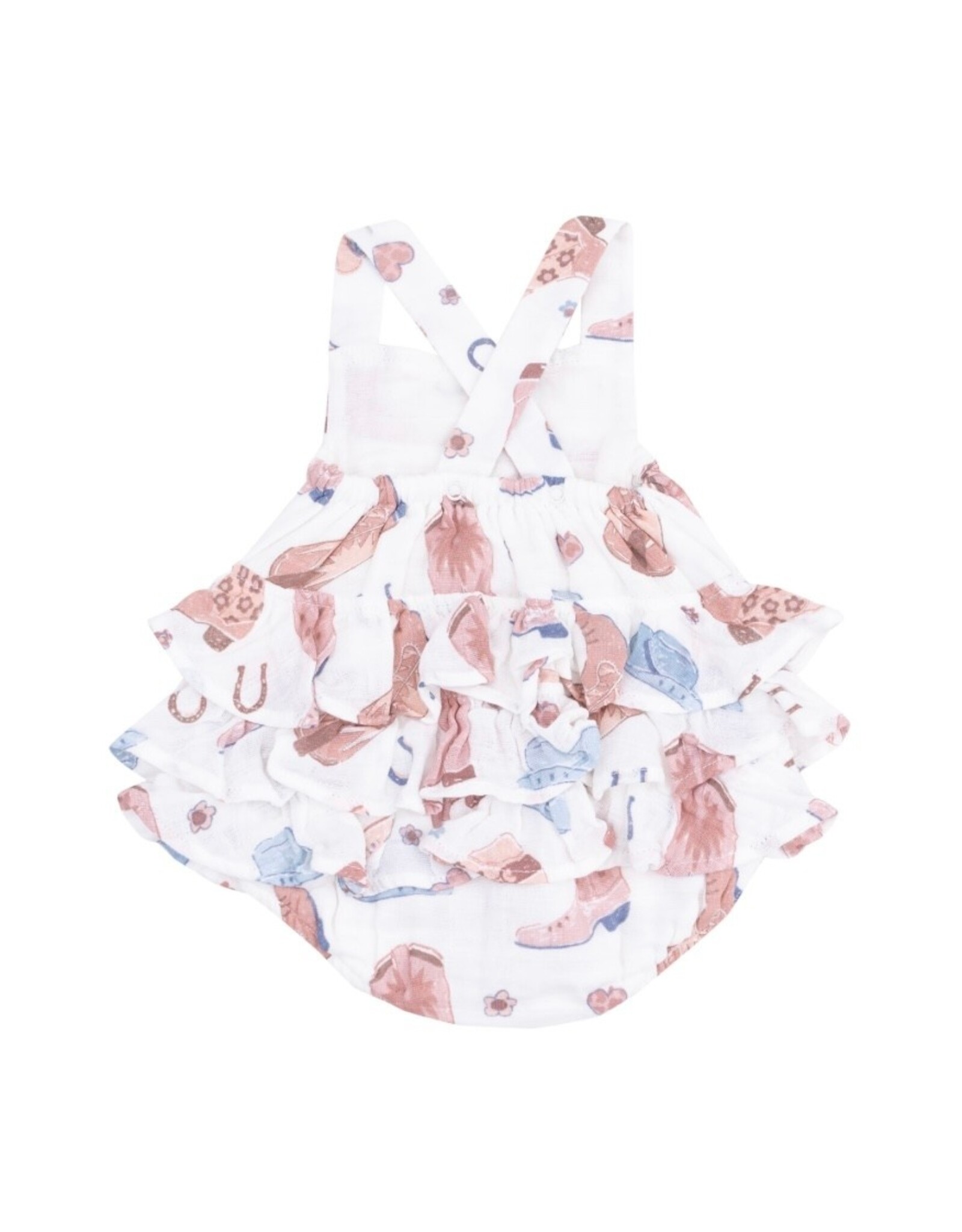Angel Dear Angel Dear- Cowgirl Boots Ruffle Sunsuit