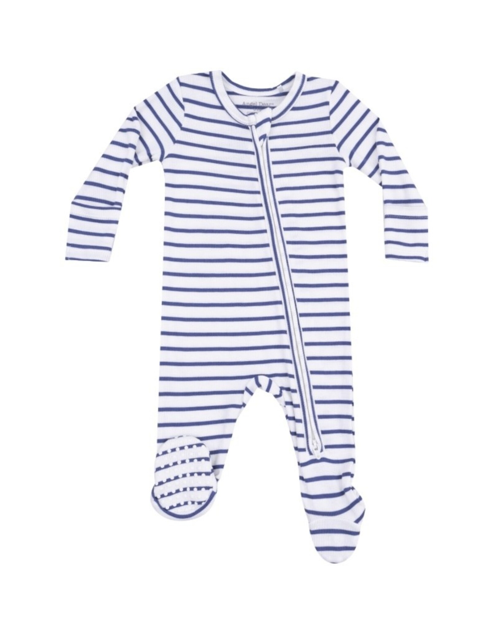 Angel Dear Angel Dear- Stripe Vintage Blue Two-Way Zipper Footie