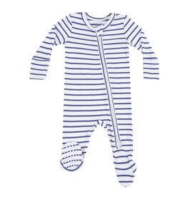 Angel Dear Angel Dear- Stripe Vintage Blue Two-Way Zipper Footie