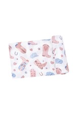 Angel Dear Angel Dear- Pink Cowboy Boots Swaddle Blanket