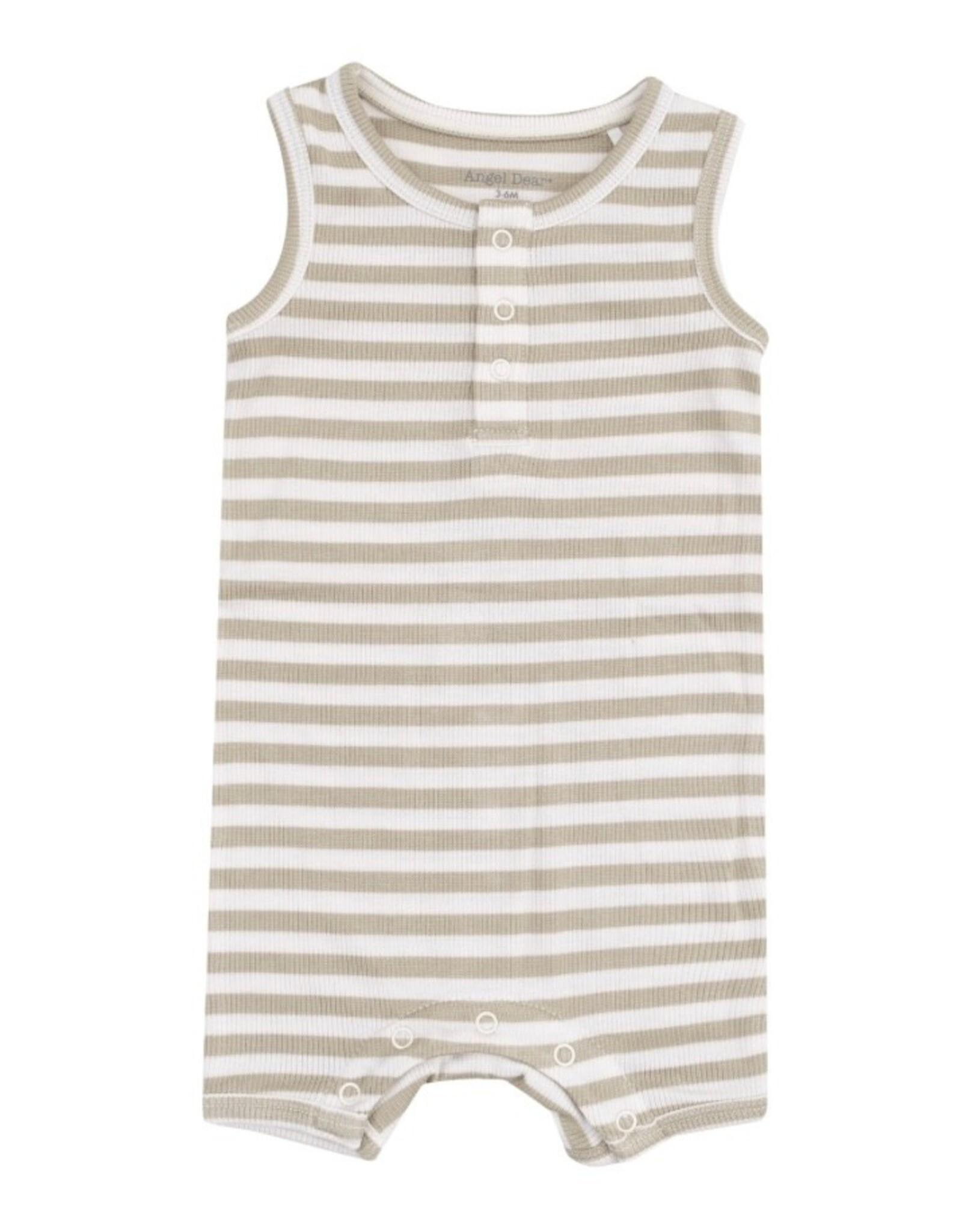 Angel Dear Angel Dear- Stripe Sage Sleeveless Shortie Romper