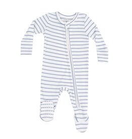Angel Dear Angel Dear- French Stripe Dusty Blue Two-Way Zipper Footie