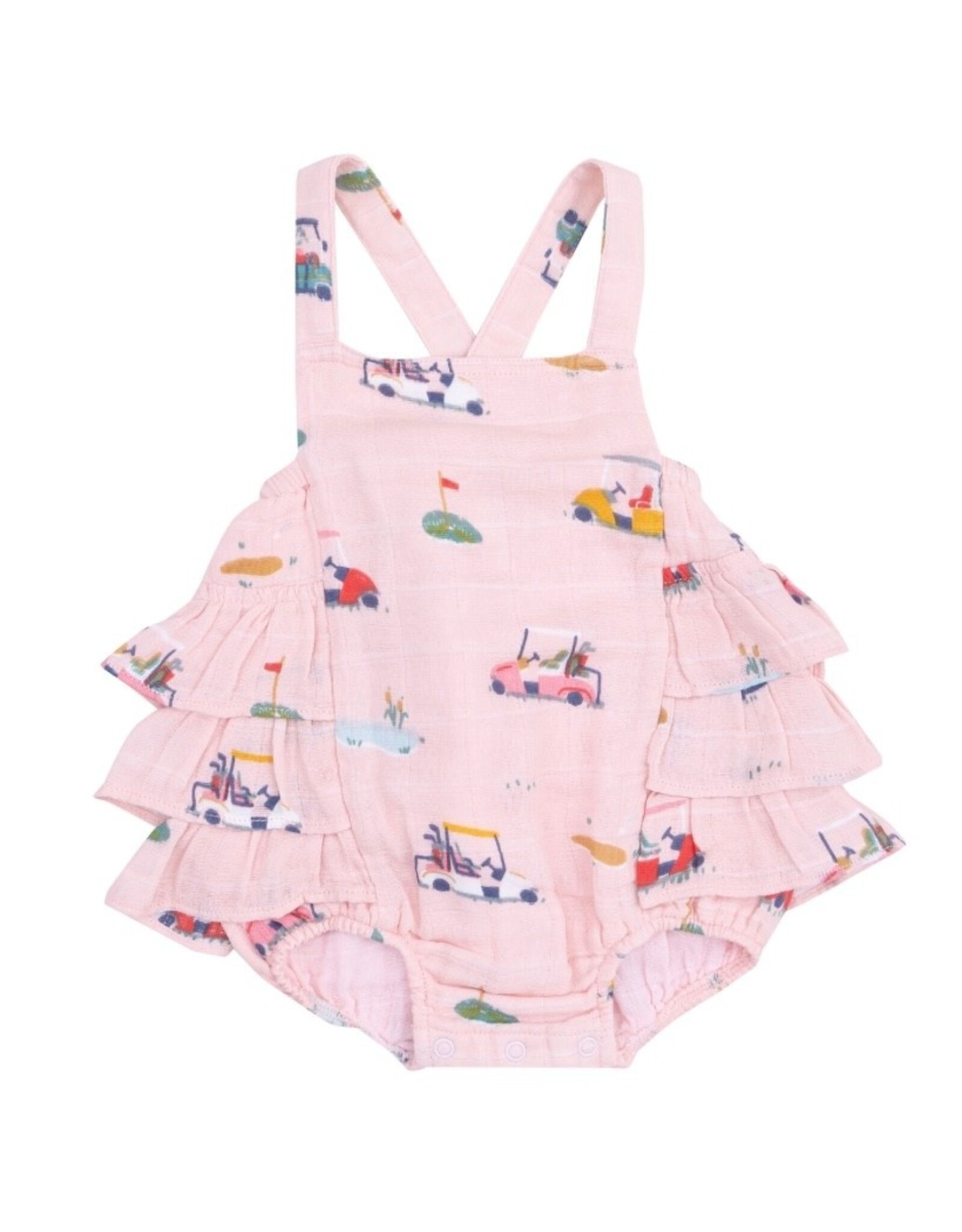 Angel Dear Angel Dear- Golf Cart Cuties Pink Ruffle Sunsuit