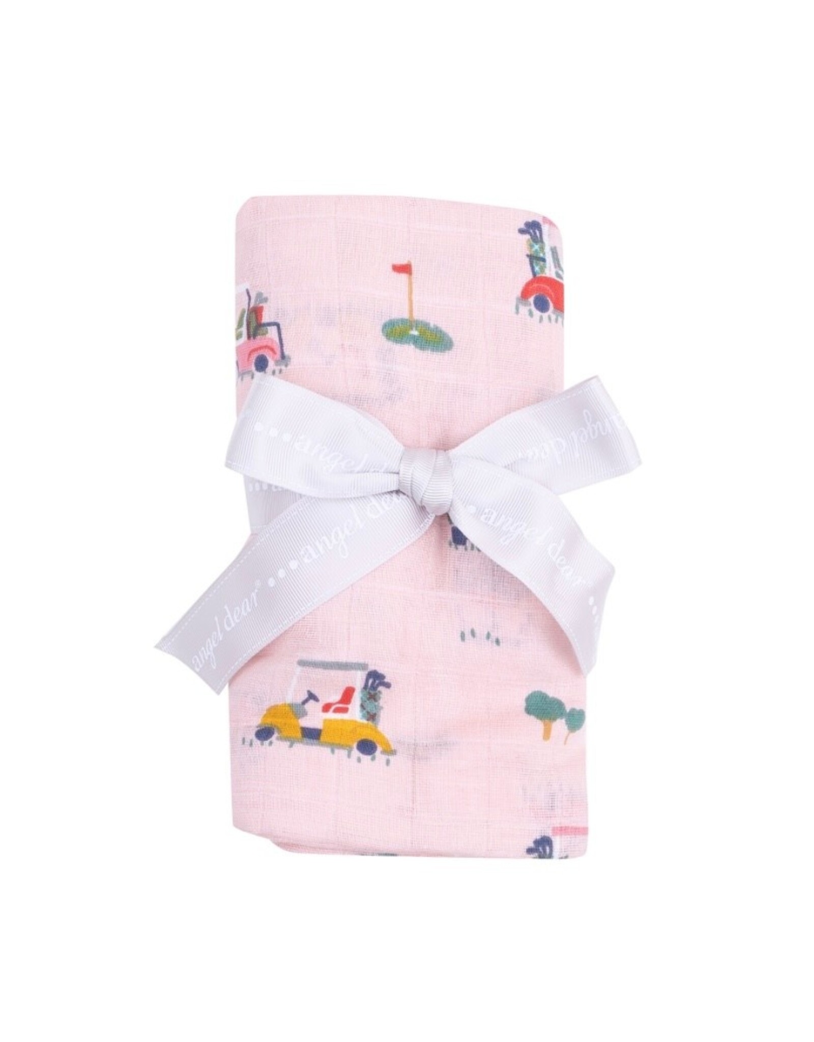Angel Dear Angel Dear- Golf Cart Cuties Pink Swaddle Blanket