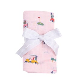 Angel Dear Angel Dear- Golf Cart Cuties Pink Swaddle Blanket