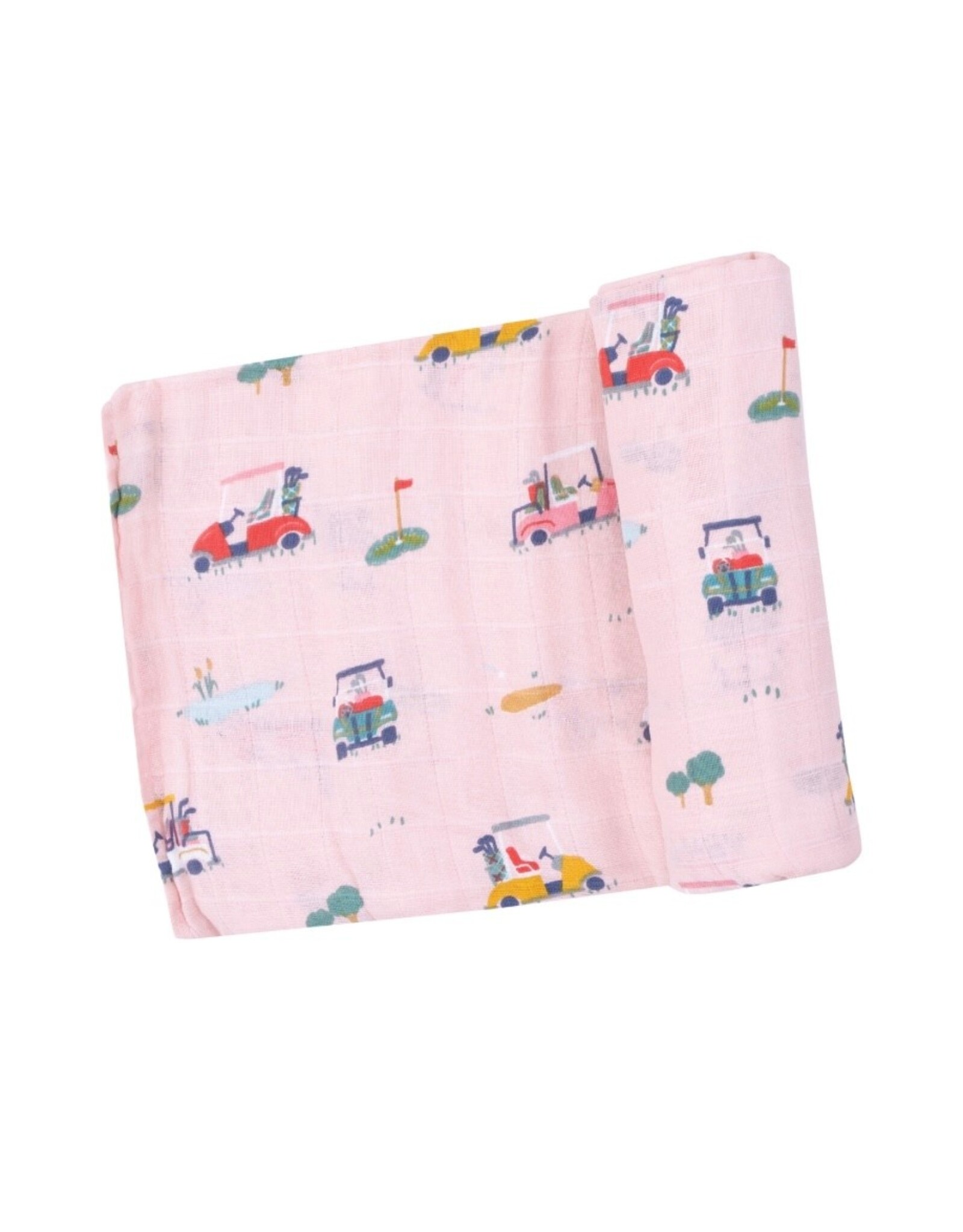 Angel Dear Angel Dear- Golf Cart Cuties Pink Swaddle Blanket