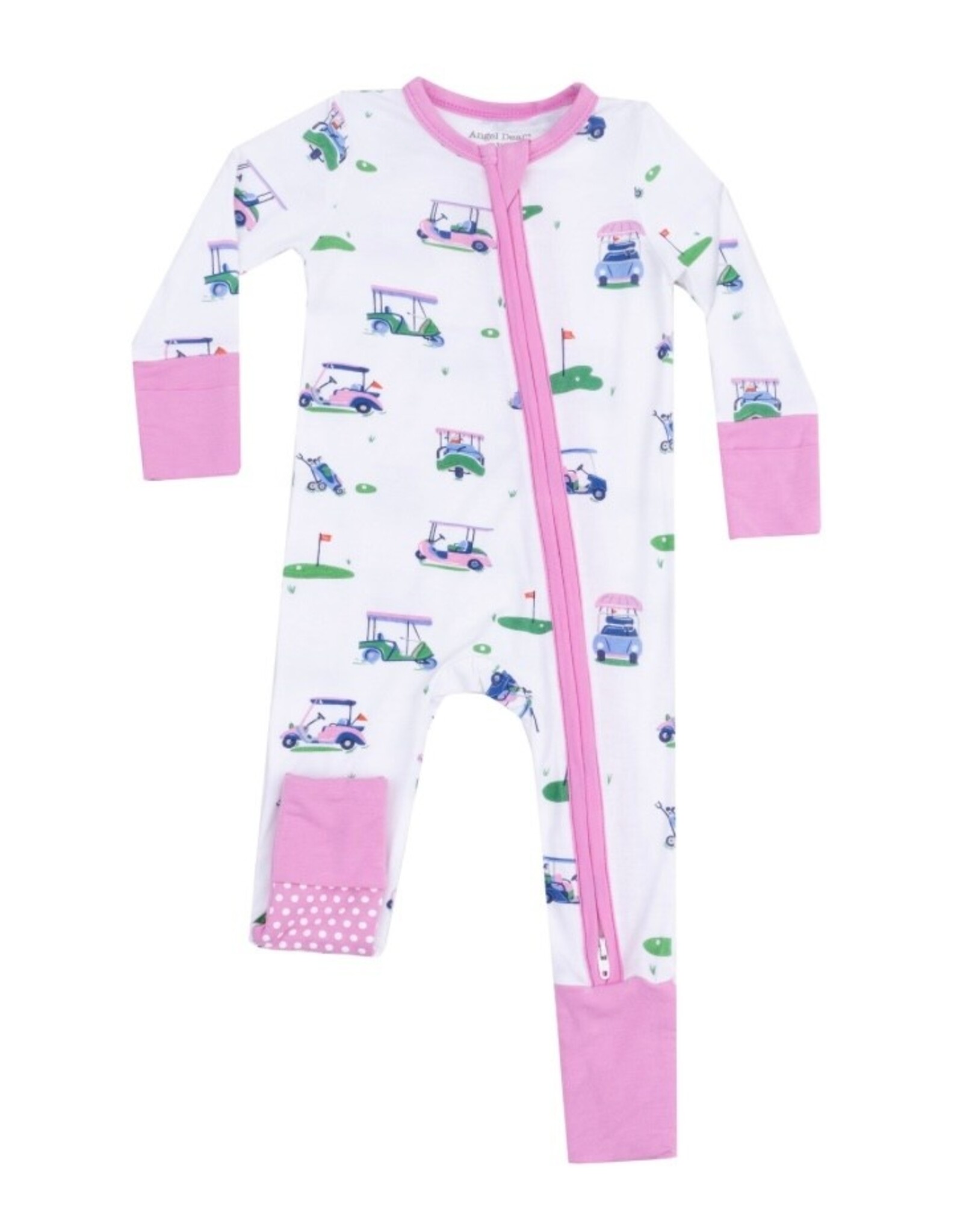 Angel Dear Angel Dear- Vintage Golf Carts Pink Two-Way Zipper Romper