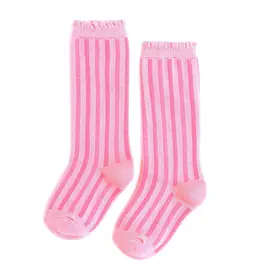 Little Stocking Co. Little Stocking- Blossom Striped Scalloped Knee High Socks