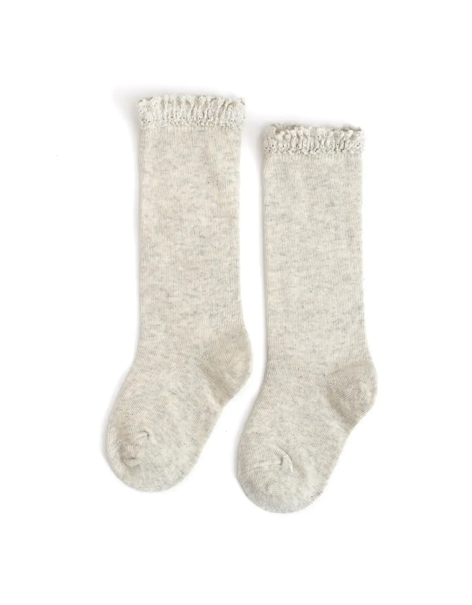 Little Stocking Co. Little Stocking- Heathered Lace Top Knee High Socks