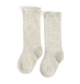 Little Stocking Co. Little Stocking- Heathered Lace Top Knee High Socks