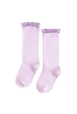 Little Stocking Co. Little Stocking- Lilac Lace Top Knee High Socks