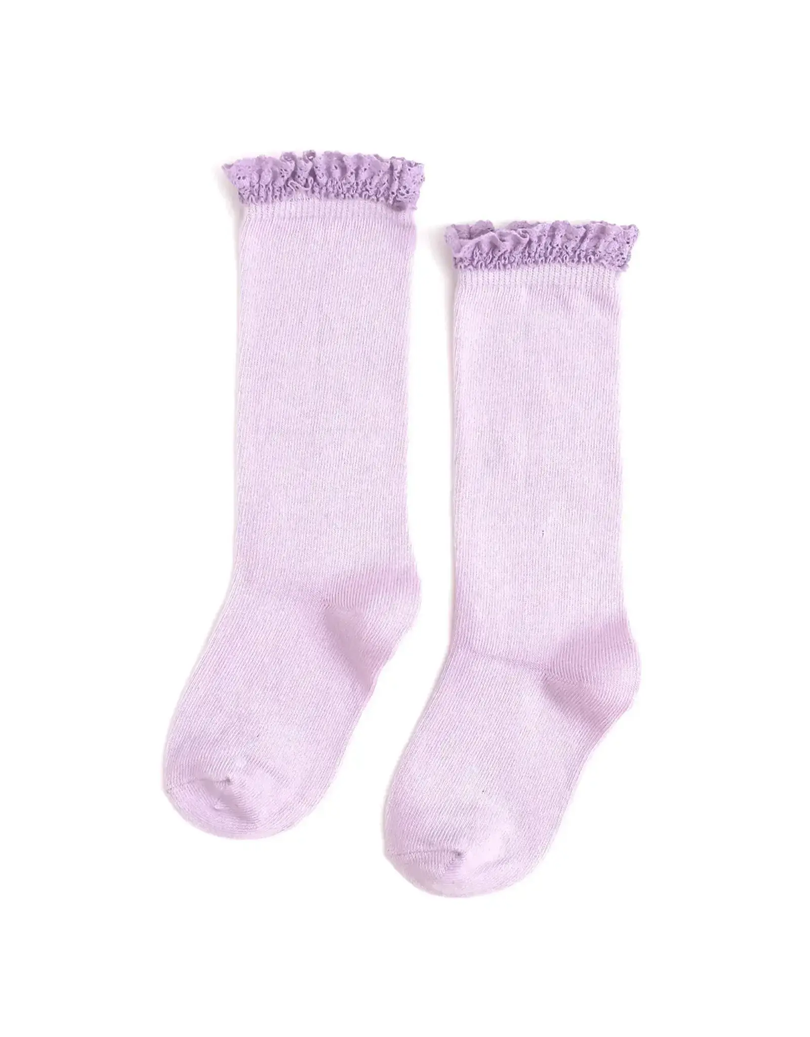 Little Stocking Co. Little Stocking- Lilac Lace Top Knee High Socks