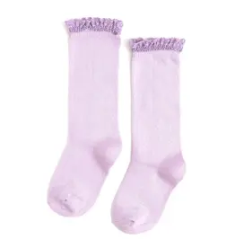 Little Stocking Co. Little Stocking- Lilac Lace Top Knee High Socks